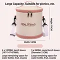 Large beige cylindrical insulated lunch bag with adjustable shoulder strap for work - Cylindrical Expandable White