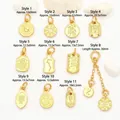 Detailed display of eleven sand gold charm styles with specific size measurements. - Style 1 (GF-537) / 12x9mm / Gold