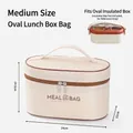 Draagbare ovale beige geïsoleerde lunchtas met handvat en waterdicht materiaal 24cm - Ovaal / M