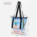 Holografische PVC-Strandtasche mit schwarzen Riemen und zweilagigem Reißverschlussfach - Holographischer Laser
