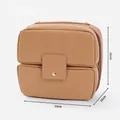 Large capacity waterproof camel leather cosmetic bag with 23cm 12cm 21cm size markings - Camel