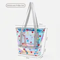 Irisierende holografische PVC-Strandtasche mit bunten Punkten und zwei Fächern - Punktiert Holografisch