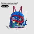 Blue kids swimming bag with shark pattern and waterproof Oxford cloth - S / Blue Small Shark