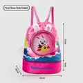 Rose pink children swim bag with rabbit design and dry wet separation - L / Pink Rabbit