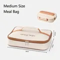 Draagbare geïsoleerde lunchtas met waterdichte aluminium voering beige 28x21x6,5cm - Dienbladzak Stijl / M