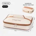 Grote beige geïsoleerde lunchtas voor vierkante bento-dozen, 31x24x6,5cm met handvat - Dienbladzak Stijl / L