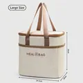 Grote geïsoleerde lunchtas met zijvakken van gaas en ritssluiting, beige en bruin kleur. - Vierkante Stijl / L / Broken Wit
