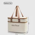 Middelgrote geïsoleerde lunchtas in beige en bruin met meal bag logo voor op kantoor - Vierkante Stijl / M / Broken Wit