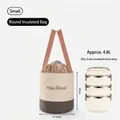 Kleine ronde geïsoleerde lunchtas met een inhoud van 4,8 l in crème en bruin voor eten - Ronde Stijl / S