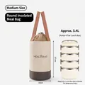 Medium koeltas voor lunch, 5,4 liter, voor 4-laagse broodtrommels, beige en bruin. - Ronde Stijl / M