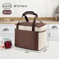 Large insulated brown lunch bag, portable waterproof bento box tote - L / Coffee