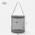 Gray mesh bucket bag with cartoon eyes for beach and seaside travel - Gray