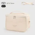 Large capacity apricot PU insulated lunch bag with an adjustable shoulder strap - M / Beige
