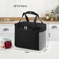 Large black insulated lunch bag waterproof portable thermal meal carrier 29x21x23cm - L / Black