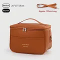 Medium brown PU leather insulated lunch bag with adjustable 120cm shoulder strap - M / Brown
