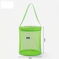 Cute green mesh bucket bag with cartoon eyes pattern, 19x22cm size for beach use - Green