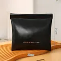 Large portable black PU leather storage pouch for sanitary napkins and lipsticks - L / Black