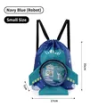 Marineblauer Roboter Cartoon wasserdichte Kordelzug Badetasche für Kinder klein 35x27x7cm - S / Dunkelgrün Roboter
