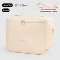 Large capacity PU insulated lunch bag in apricot with a 120cm adjustable strap - L / Beige