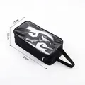 Black portable dustproof travel shoe storage bag with clear PVC window 34x17x11cm - Black