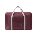 Large capacity burgundy travel bag for clothes storage with sturdy portable handles - Burgundy