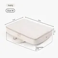 Ivory white compression packing cube size M with 5cm expansion for travel organization - M / Ivory