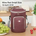 Kleine weinrote zylindrische isolierte Lunchtasche mit verstellbarem Schultergurt und Griff - S / Burgunderrot