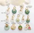 Colección de 13 dijes de jadeíta chapados en oro vintage para la creación de joyas DIY - Estilo 1 (GF-145)