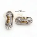 Detailansicht tibetischer Silber-Mantra-Perlen in zwei Farben, Größe 28x12,5 mm - Stil 3 (GF-468) / 28x12.5mm