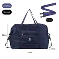 Navy blue small waterproof folding travel duffel bag with detachable shoulder strap - S / Navy Blue
