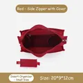 Small red felt handbag organizer insert with side zipper and cover for tote bags - Side Zipper With Lid (2387) / Small (20x9x12cm) / Red