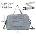 Light grey small waterproof travel duffel bag with a detachable shoulder strap - S / Gray