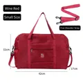 Small wine red foldable travel bag with shoulder strap and waterproof fabric design - S / Burgundy