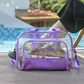 Grande borsa da bagno da viaggio viola trasparente con separazione secco-umido - Grande (38x14x26cm) / Viola