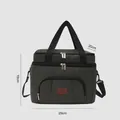 Small dark green insulated lunch bag with shoulder strap and dual layers - S / Dark Green