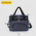 Small dark blue insulated lunch bag with 29x20x19cm dimensions for picnic food storage - S / Dark Blue