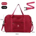 Large capacity wine red foldable travel bag with adjustable shoulder strap for luggage - L / Burgundy