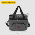 Small light grey insulated lunch bag with portable handles and 29cm dimensions - S / Gray