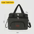 Large dark green insulated lunch bag with shoulder strap for outdoor picnic use - L / Dark Green