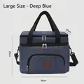 Large navy blue insulated lunch cooler bag with waterproof fabric for outdoor picnic use - L / Dark Blue
