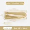 Large apricot felt handbag organizer insert with center zipper, size 30x11x14 cm - Middle Zipper With Lid (2387) / Large (30x11x14cm) / Apricot
