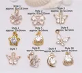 Variety of 14k gold plated micro-pave zircon charms including butterfly, heart and star shapes - Butterfly Style (Style 6) / 14K Gold