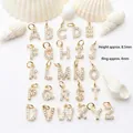 Colgantes alfabeto A-Z de circonita micro-pavé oro 14k para creación de joyas DIY - Letra A