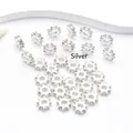 Detailansicht silberner, farbechter Zwischenperlen mit Zirkonia für DIY-Schmuckstücke. - 6mm (2mm Loch) / Silber (Farbecht)