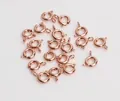 Vista de los cierres de anillo de resorte bañados en oro rosa de 14K para joyería - Broche de Resorte de Oro Rosa (A-25)