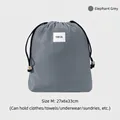 Elephant gray waterproof drawstring storage bag for travel clothes and laundry, Size M - M / Dark Gray