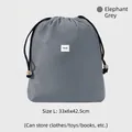 Elephant gray travel drawstring storage bag in size L with waterproof nylon material - L / Dark Gray