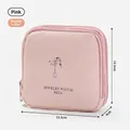 Double-layer pink portable jewelry storage pouch organizer with 12.5cm dimensions - Double Layer / Pink