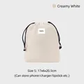 Small cream white waterproof drawstring storage pouch for travel and electronics - S / Off White