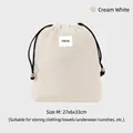 Cream white travel drawstring waterproof storage bag for clothing - M / Off White